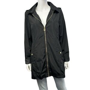 MICHAEL Michael Kors Black Hooded Raincoat Size M
